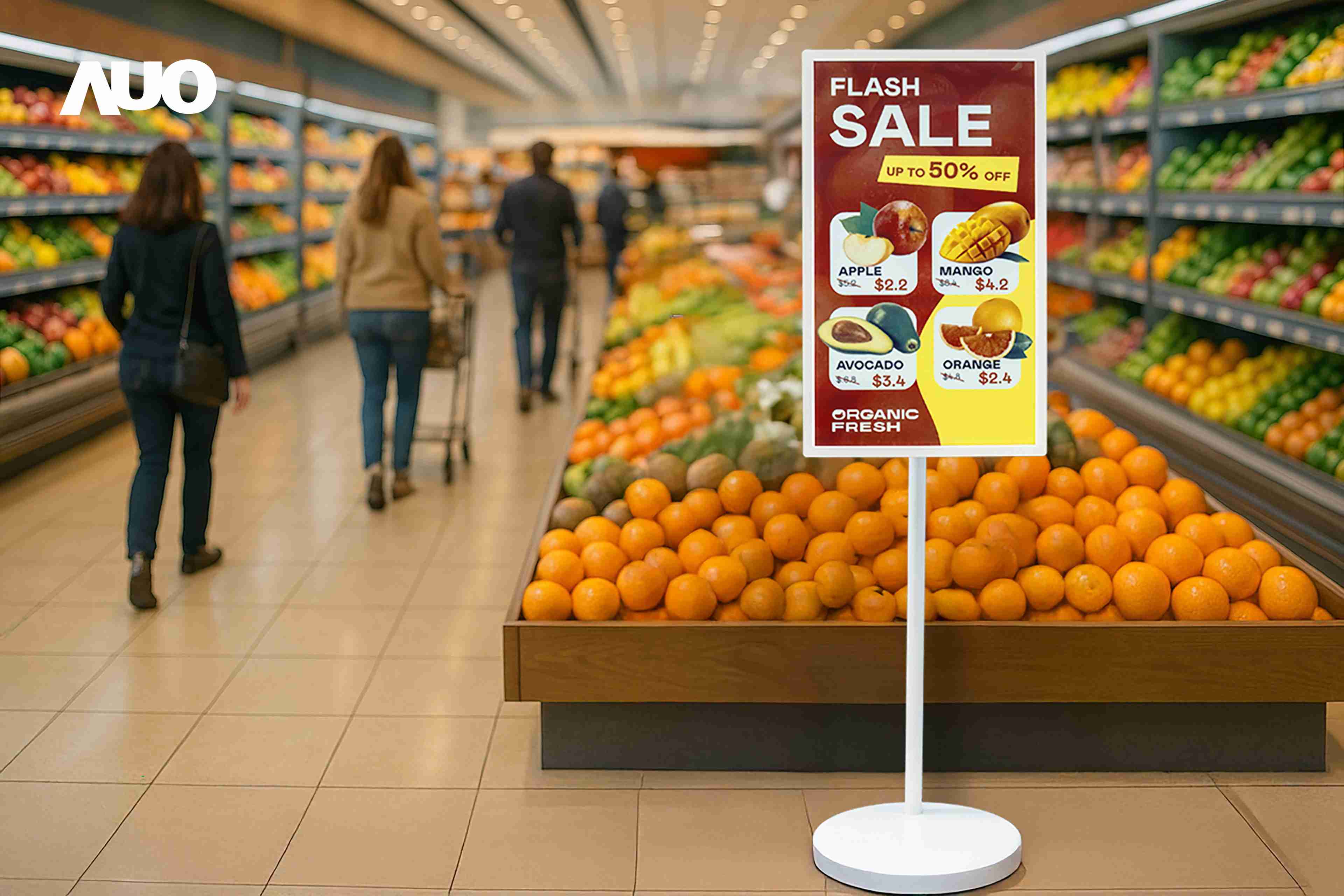 达擎首亮相低功耗、、、、全彩的〝aecoPost电子纸解决方案〞，，仅在更新画面时需要微量的电力驱动，，无需布建电线的便捷设计，，使其可灵活应用、、、随意置放，，，，并可透过云端或行动装置app，，，轻松管理及排程广告内容，，，，晋升店头营销利器。。。。